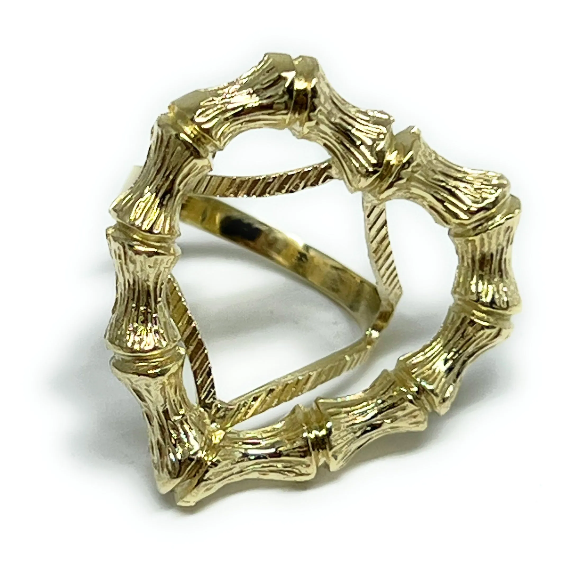 10k Solid Gold Yellow Classic BAMBOO Heart Ring