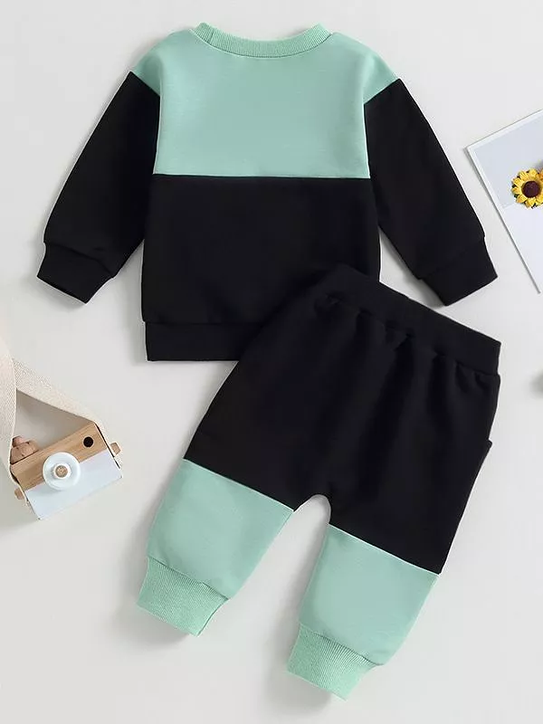 2 Pieces Set Baby Kid Boys Color-blocking Hoodies Sweatshirts And Pants Wholesale 231130104