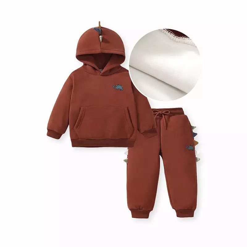 2 Pieces Set Baby Kid Boys Solid Color Dinosaur Hoodies Sweatshirts And Pants Wholesale 231130275