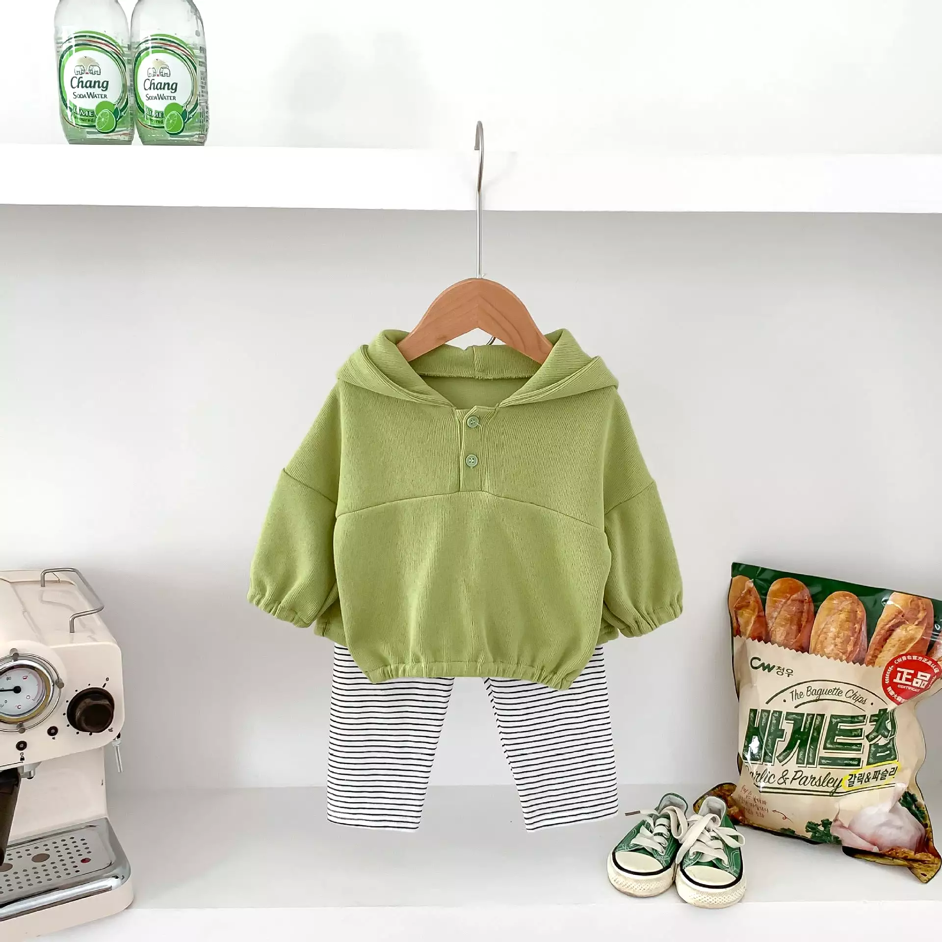 2 Pieces Set Baby Kid Girls Boys Solid Color Hoodies Sweatshirts And Striped Pants Wholesale 23101930