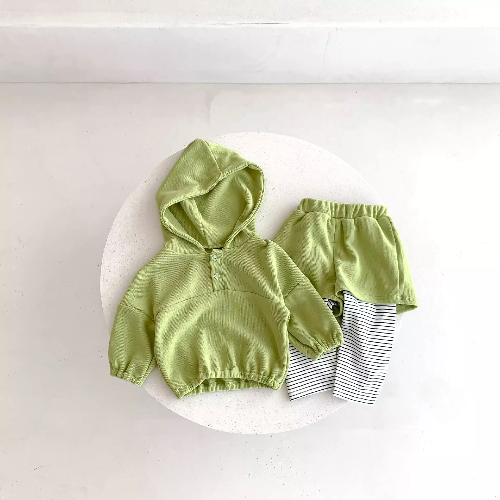 2 Pieces Set Baby Kid Girls Boys Solid Color Hoodies Sweatshirts And Striped Pants Wholesale 23101930