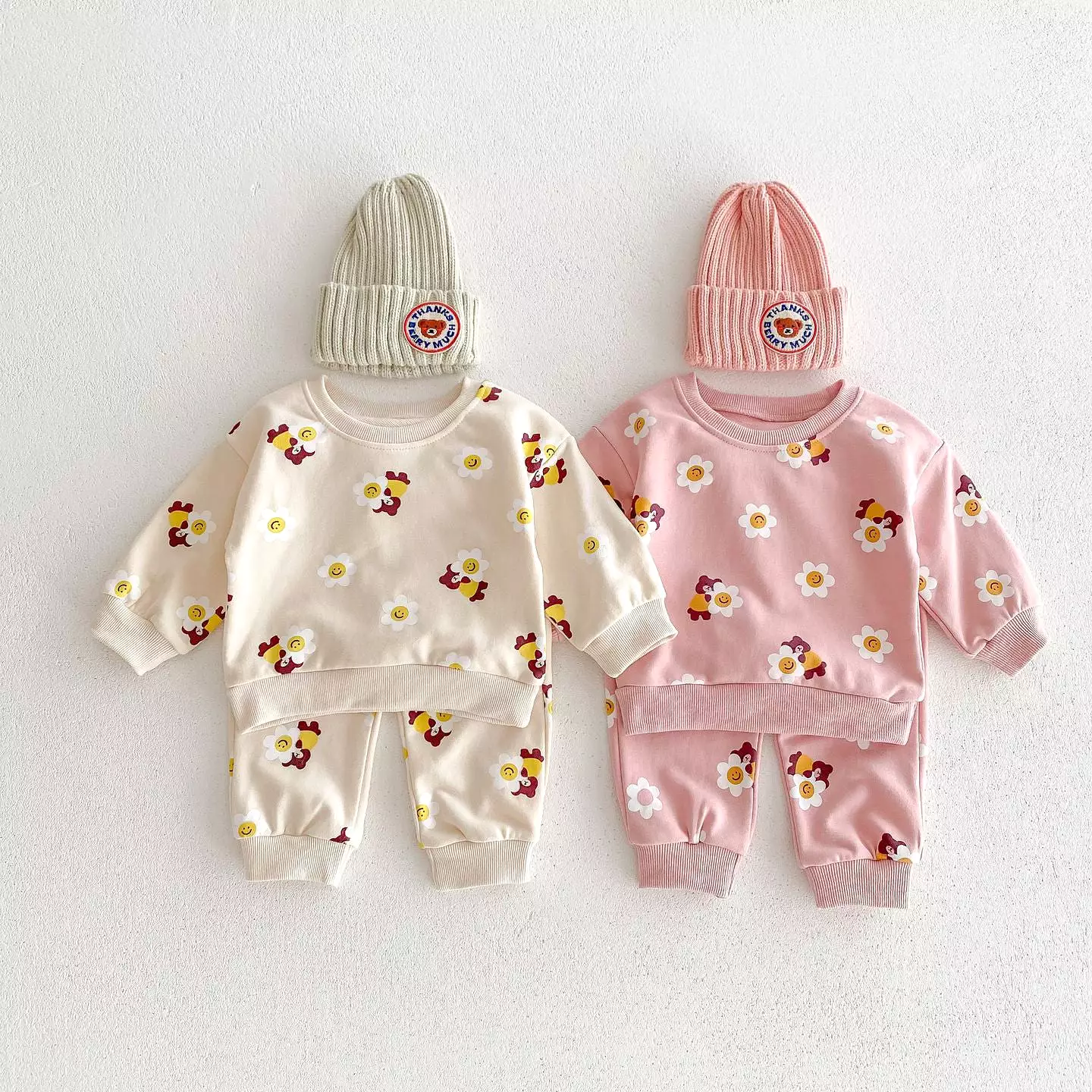 2 Pieces Set Baby Kid Girls Flower Cartoon Print Hoodies Sweatshirts And Pants Wholesale 23101964