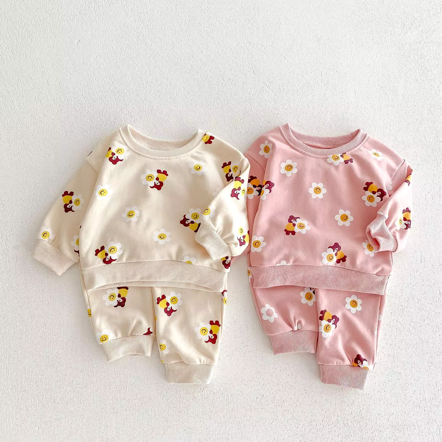 2 Pieces Set Baby Kid Girls Flower Cartoon Print Hoodies Sweatshirts And Pants Wholesale 23101964