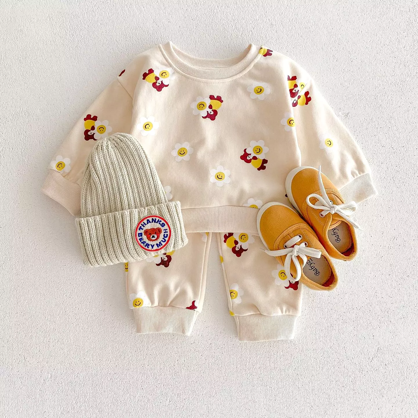 2 Pieces Set Baby Kid Girls Flower Cartoon Print Hoodies Sweatshirts And Pants Wholesale 23101964