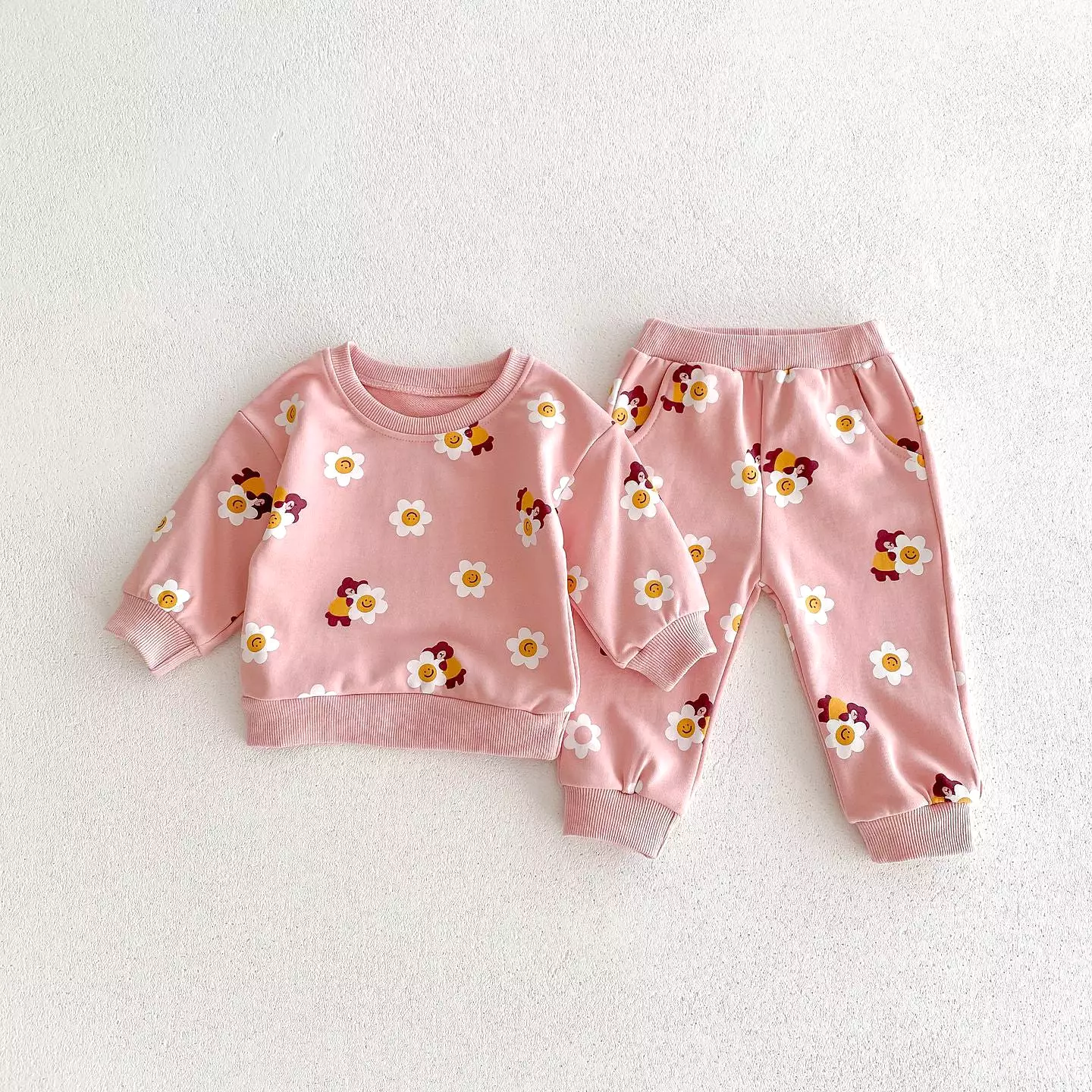 2 Pieces Set Baby Kid Girls Flower Cartoon Print Hoodies Sweatshirts And Pants Wholesale 23101964