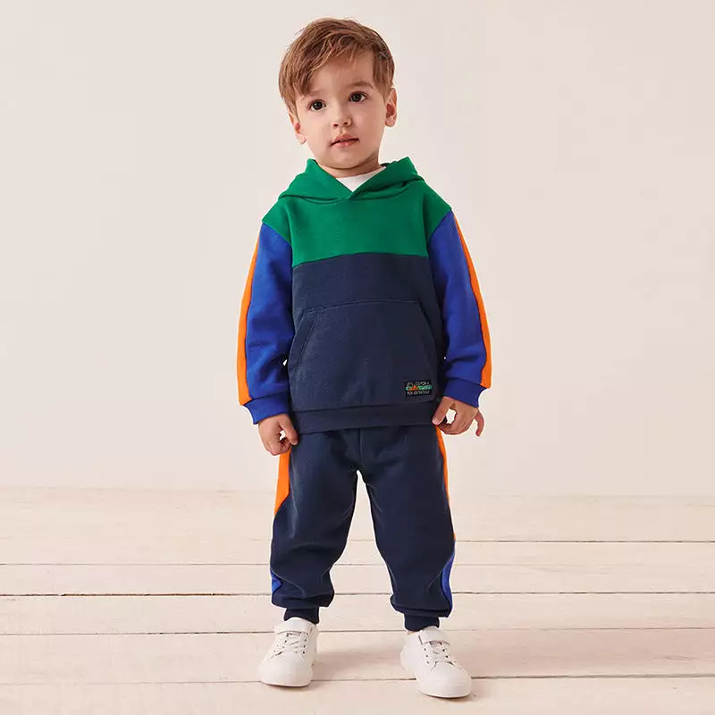 2 Pieces Set Kid Boys Color-blocking Hoodies Sweatshirts And Pants Wholesale 231130270