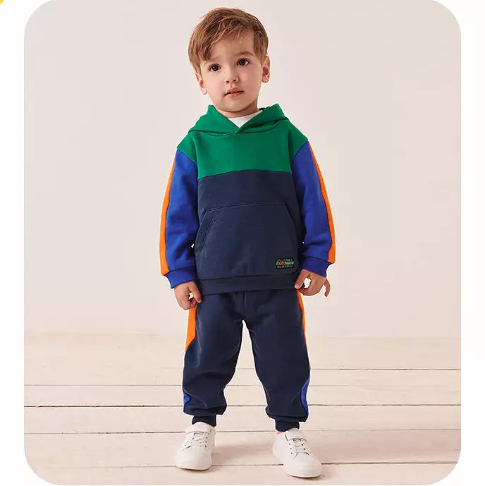 2 Pieces Set Kid Boys Color-blocking Hoodies Sweatshirts And Pants Wholesale 231130270