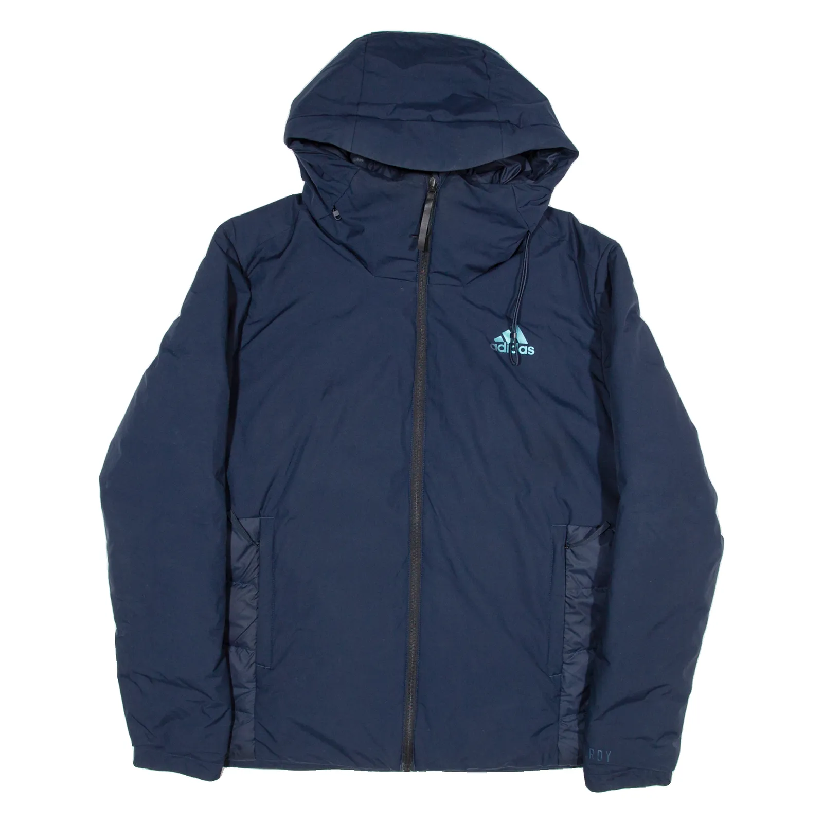 ADIDAS Mens Puffer Jacket Blue Hooded M