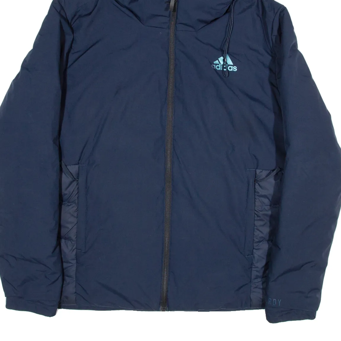 ADIDAS Mens Puffer Jacket Blue Hooded M