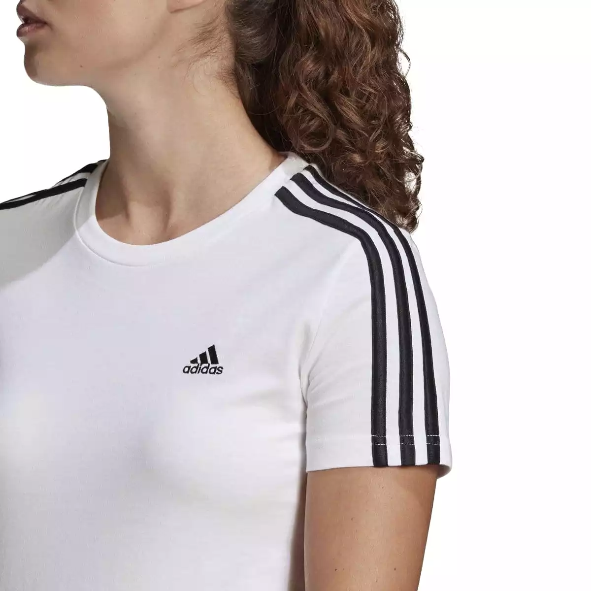 ADIDAS WOMEN'S ESSENTIALS SLIM 3-STRIPES WHITE TEE