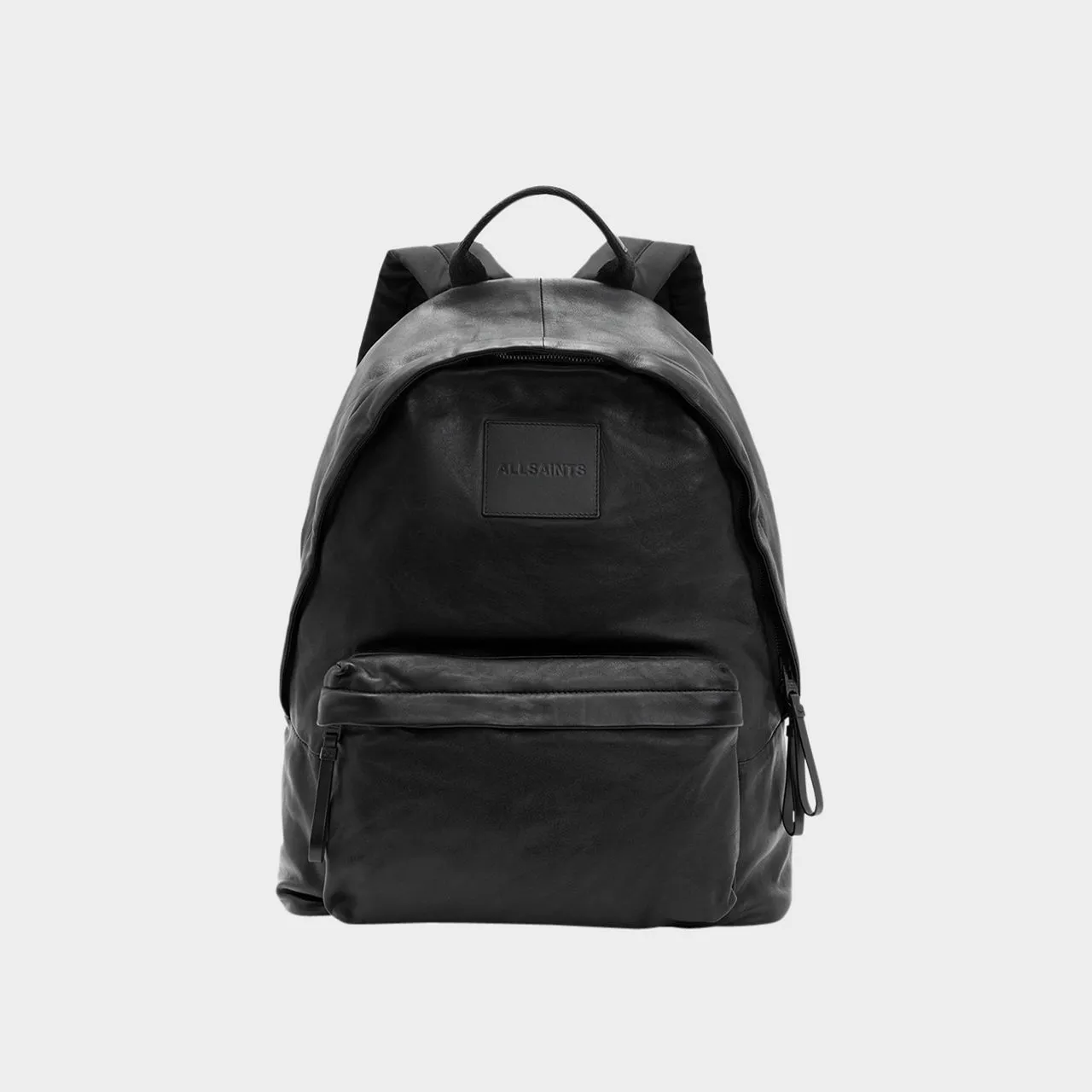 ALLSAINTS Carabiner Embossed Logo Leather Backpack - Black