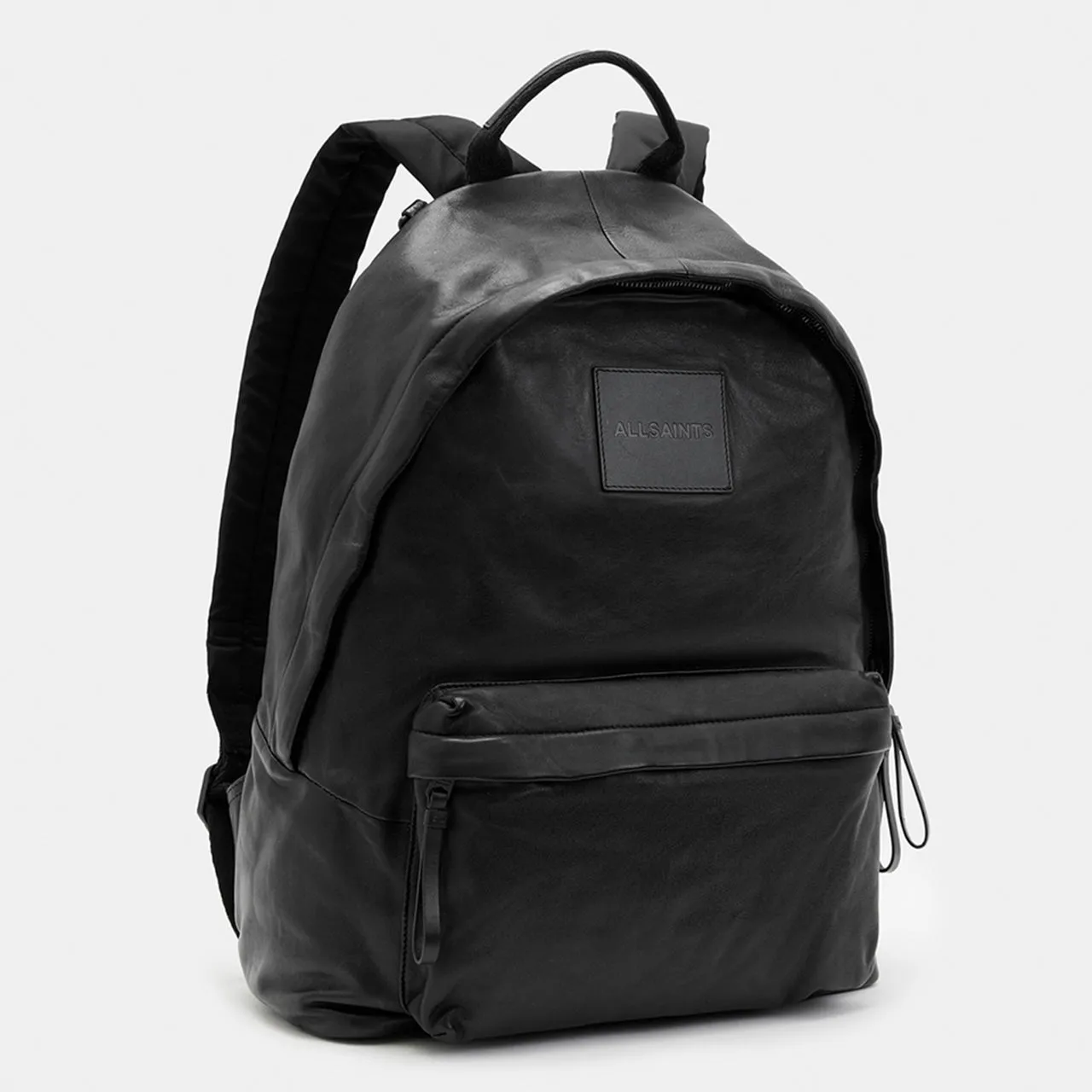 ALLSAINTS Carabiner Embossed Logo Leather Backpack - Black