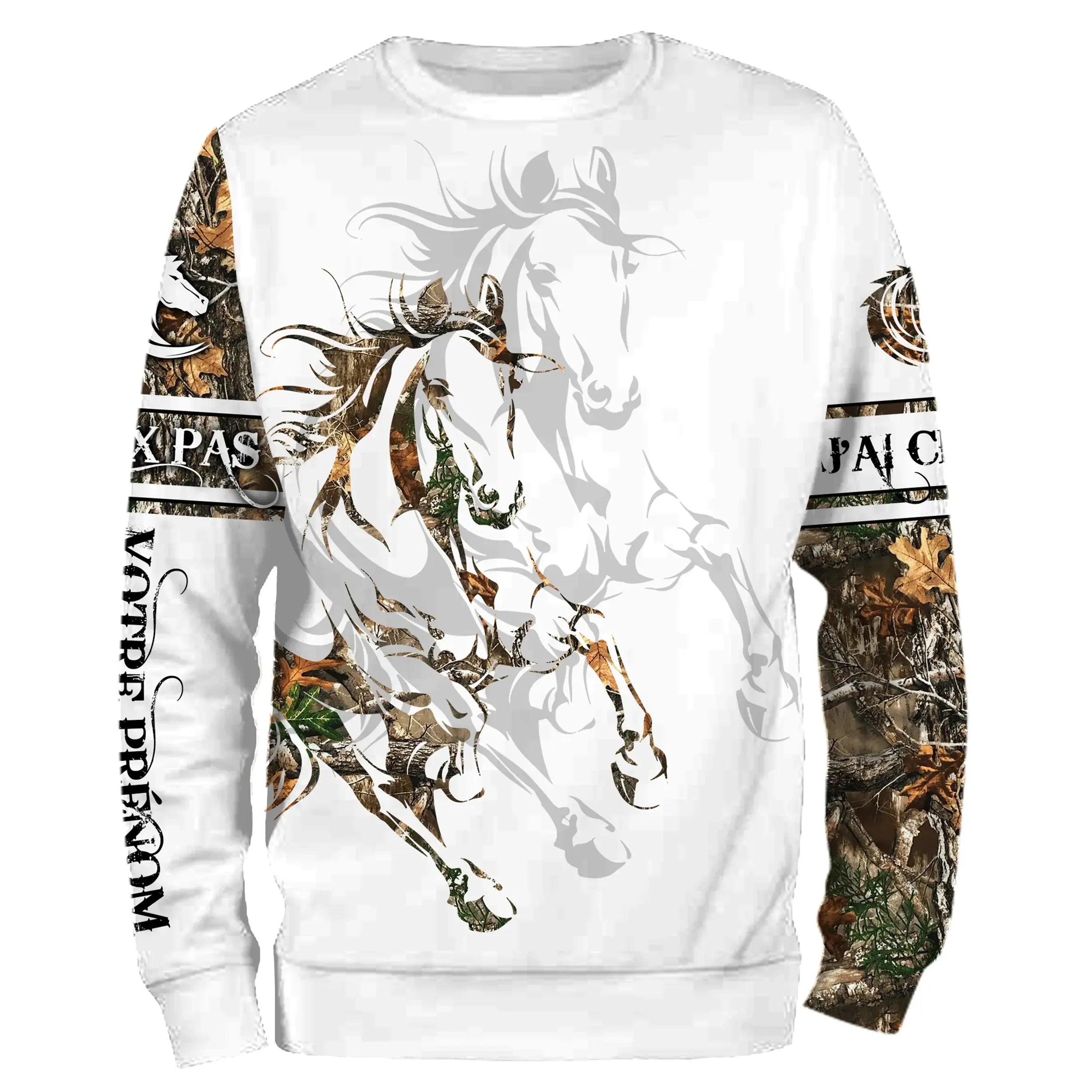 Amoureux des Chevaux, Tatouage, Camouflage, 3D All-Over Imprimé Shirt Personnalisé, Cadeau Chevaux Passion, J'peux Pas, J'ai Che