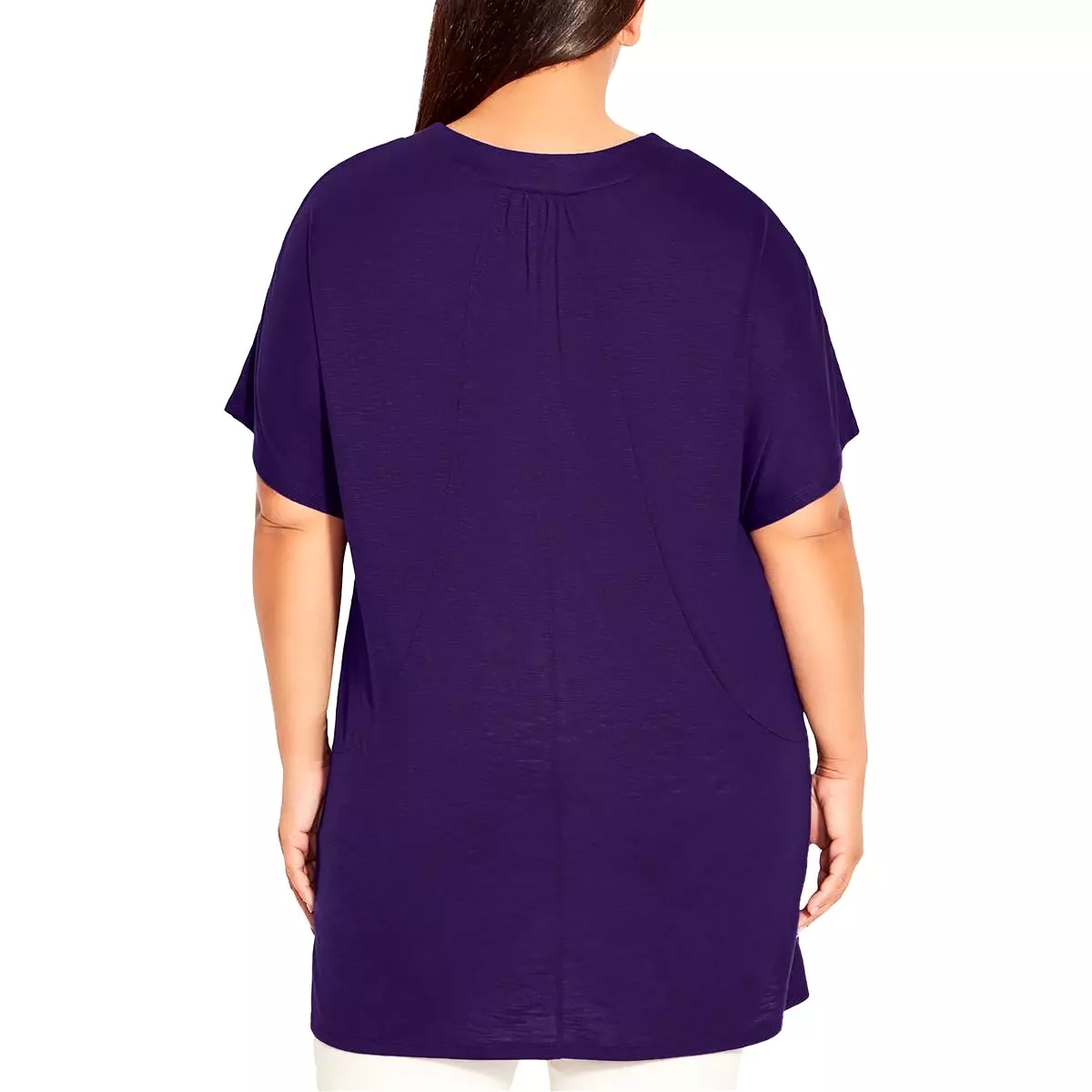 Avenue Womens Plus Short Sleeve V-Neck Tunic Top