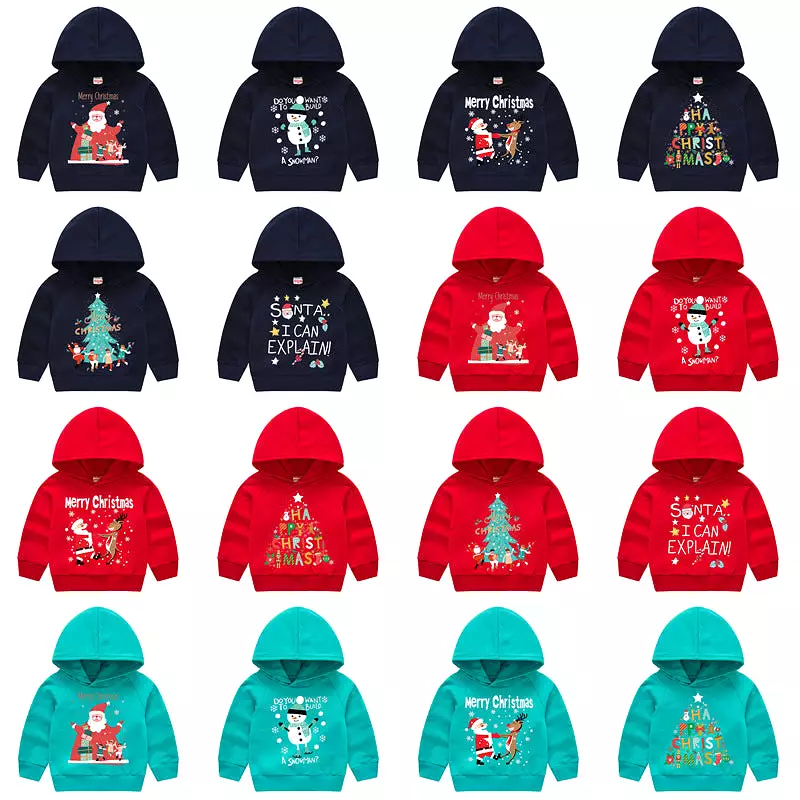 Baby Kid Girls Boys Letters Cartoon Print Christmas Hoodies Sweatshirts Wholesale 23112802