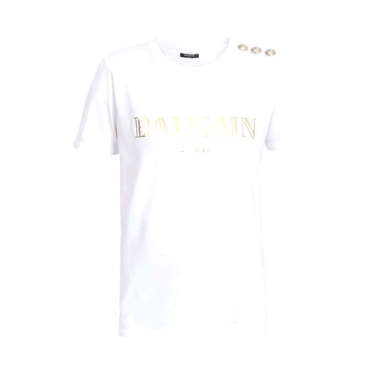 Balmain Gold Balmain Logo Print Women's T-Shirt