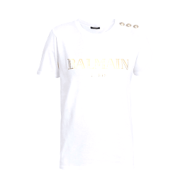 Balmain Gold Balmain Logo Print Women's T-Shirt