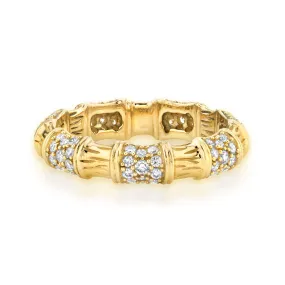 Bamboo Pavé Ring - White Diamond / 14k Yellow Gold