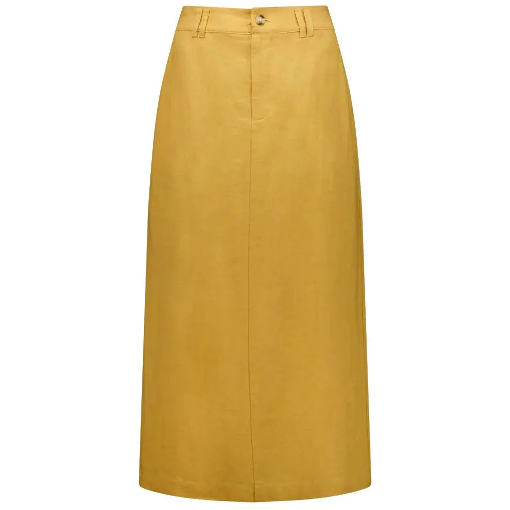 Becky - Women's Linen Skirt || Biscuit