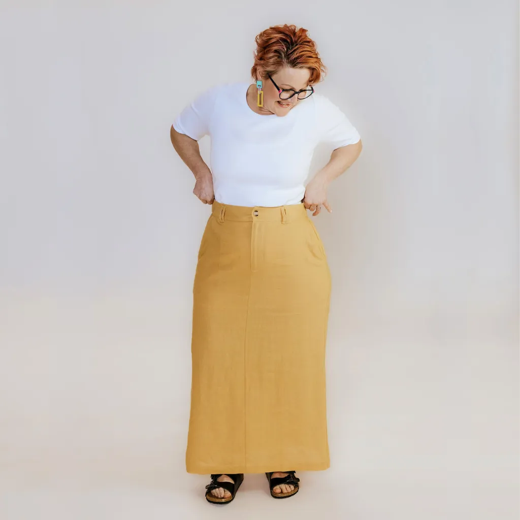 Becky - Women's Linen Skirt || Biscuit