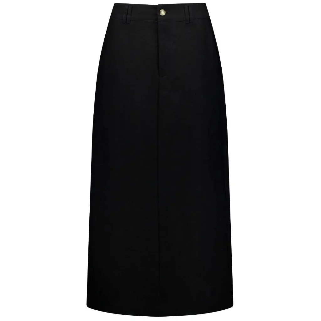 Becky - Women's Linen Skirt || Black