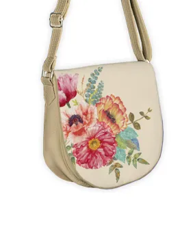 Beige Cross Body Purse “Colourful Poppies”