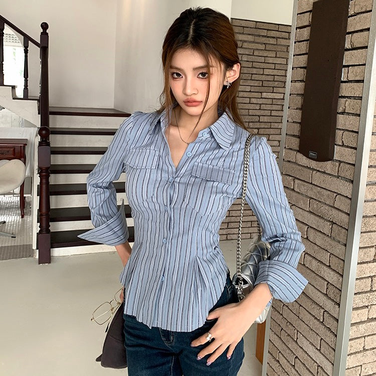 Blue Vertical Lined Shirt