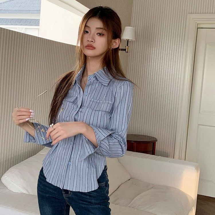 Blue Vertical Lined Shirt