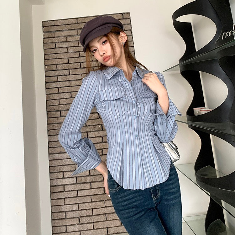 Blue Vertical Lined Shirt