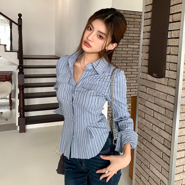 Blue Vertical Lined Shirt