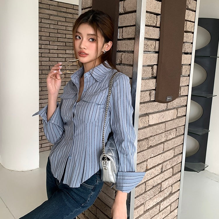 Blue Vertical Lined Shirt