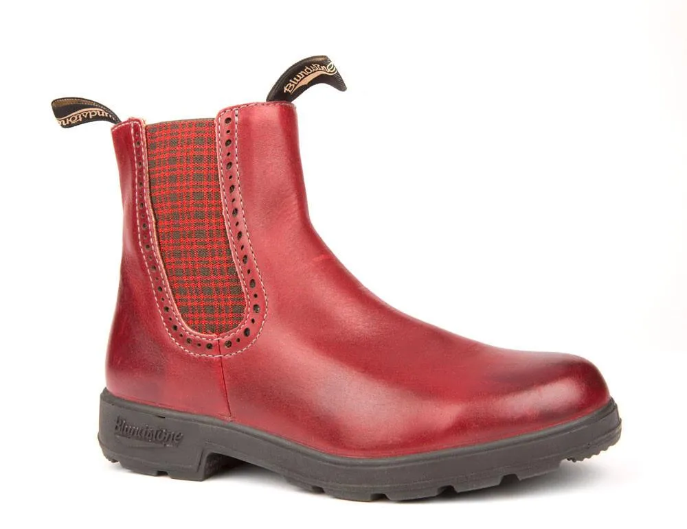 Blundstone Unisex 1442 Burgundy Rub with Tartan Elastic Boot