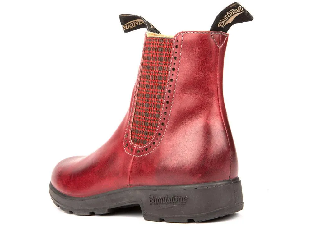 Blundstone Unisex 1442 Burgundy Rub with Tartan Elastic Boot