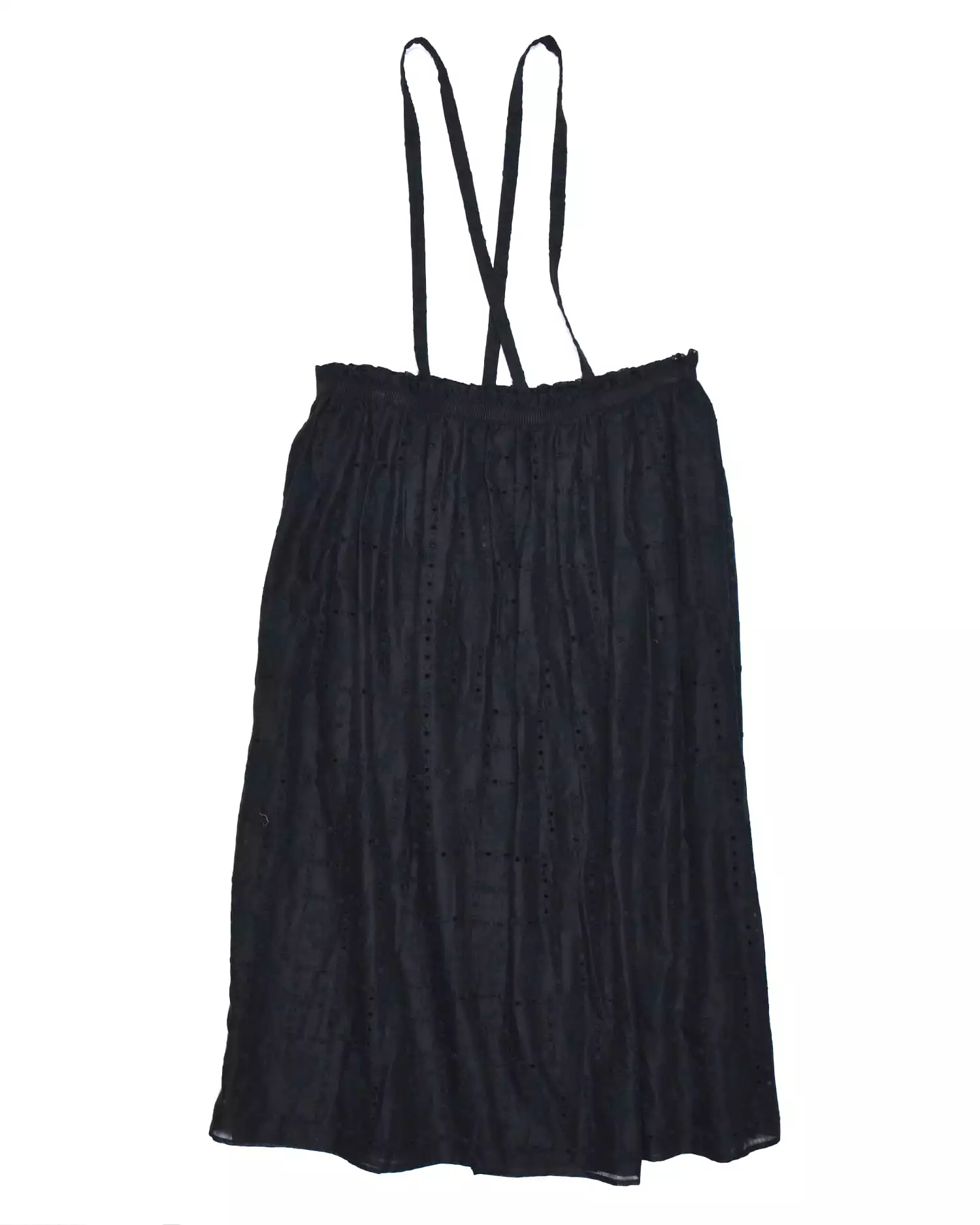 Botanical Eyelet Pinafore Skirt Black