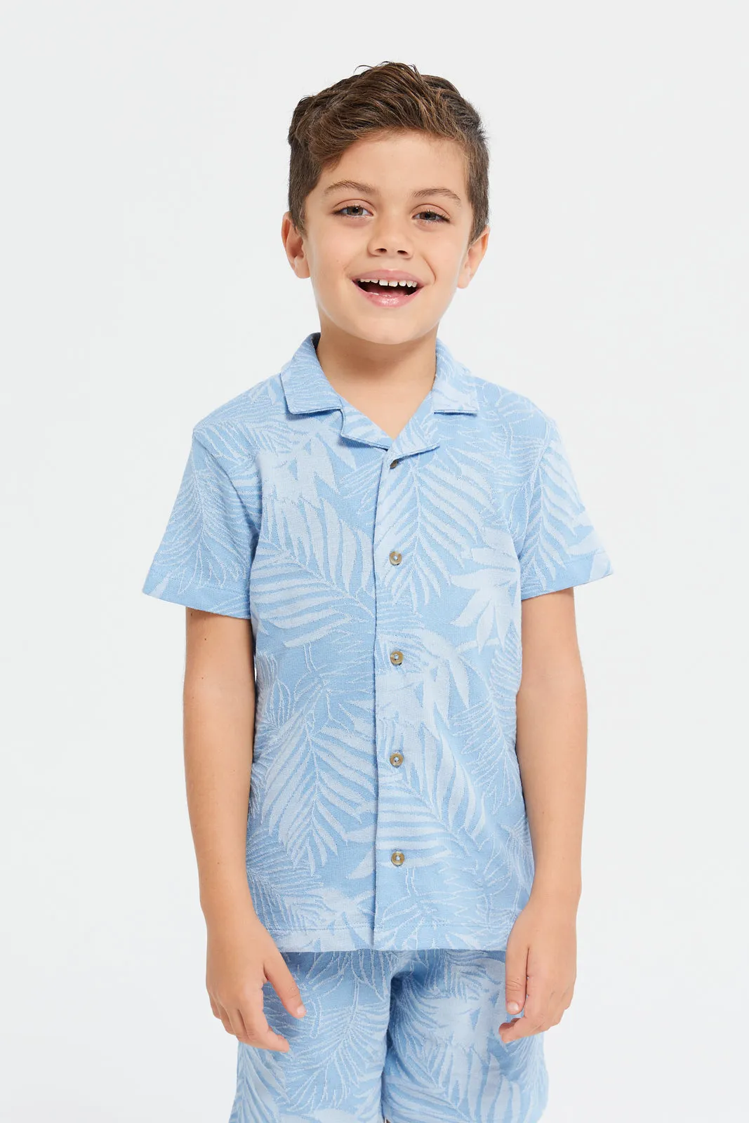 Boys Blue Jacquard Shirt