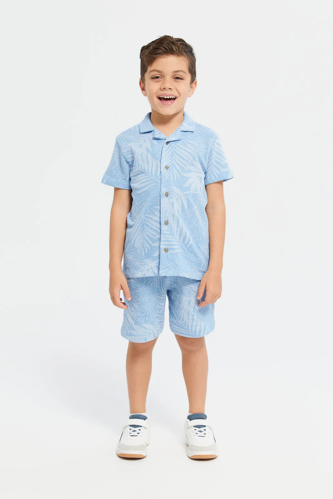 Boys Blue Jacquard Shirt