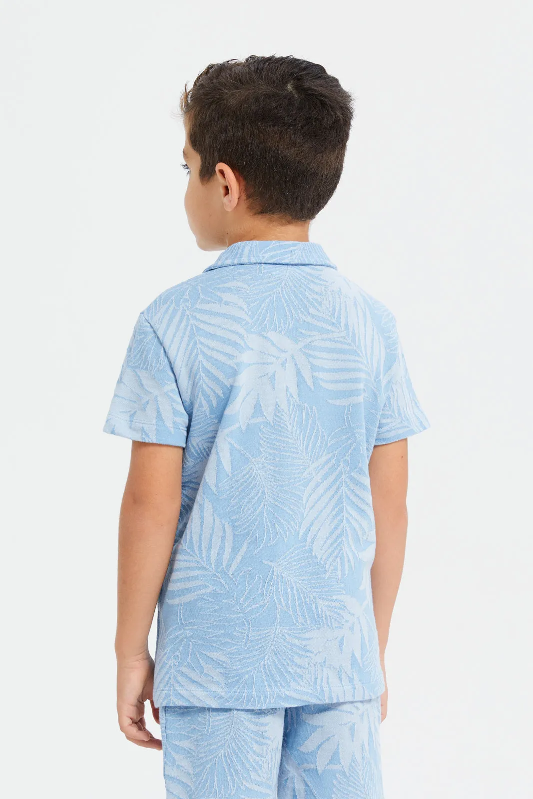 Boys Blue Jacquard Shirt