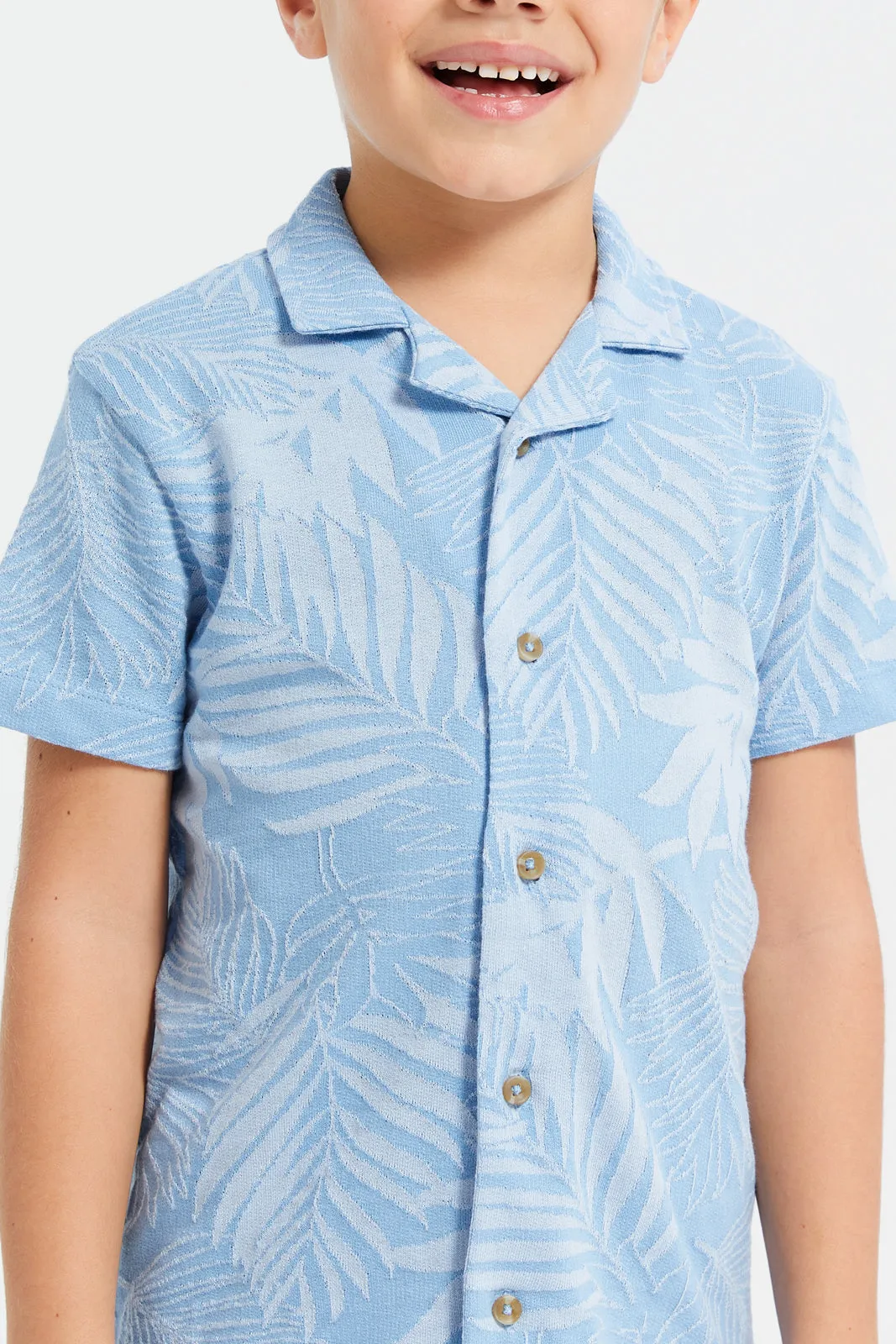 Boys Blue Jacquard Shirt