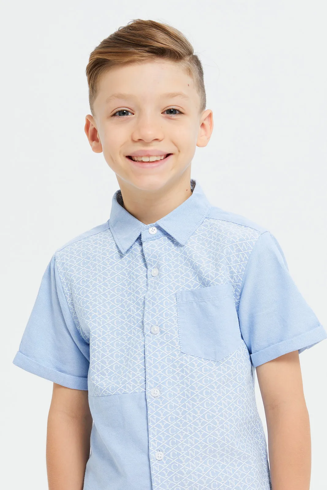 Boys Blue Short Sleeve Shirt