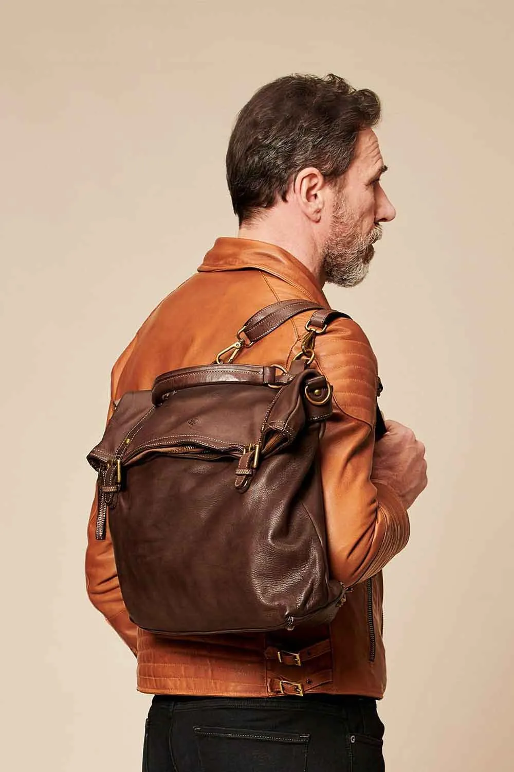 Brn 050 leather backpack