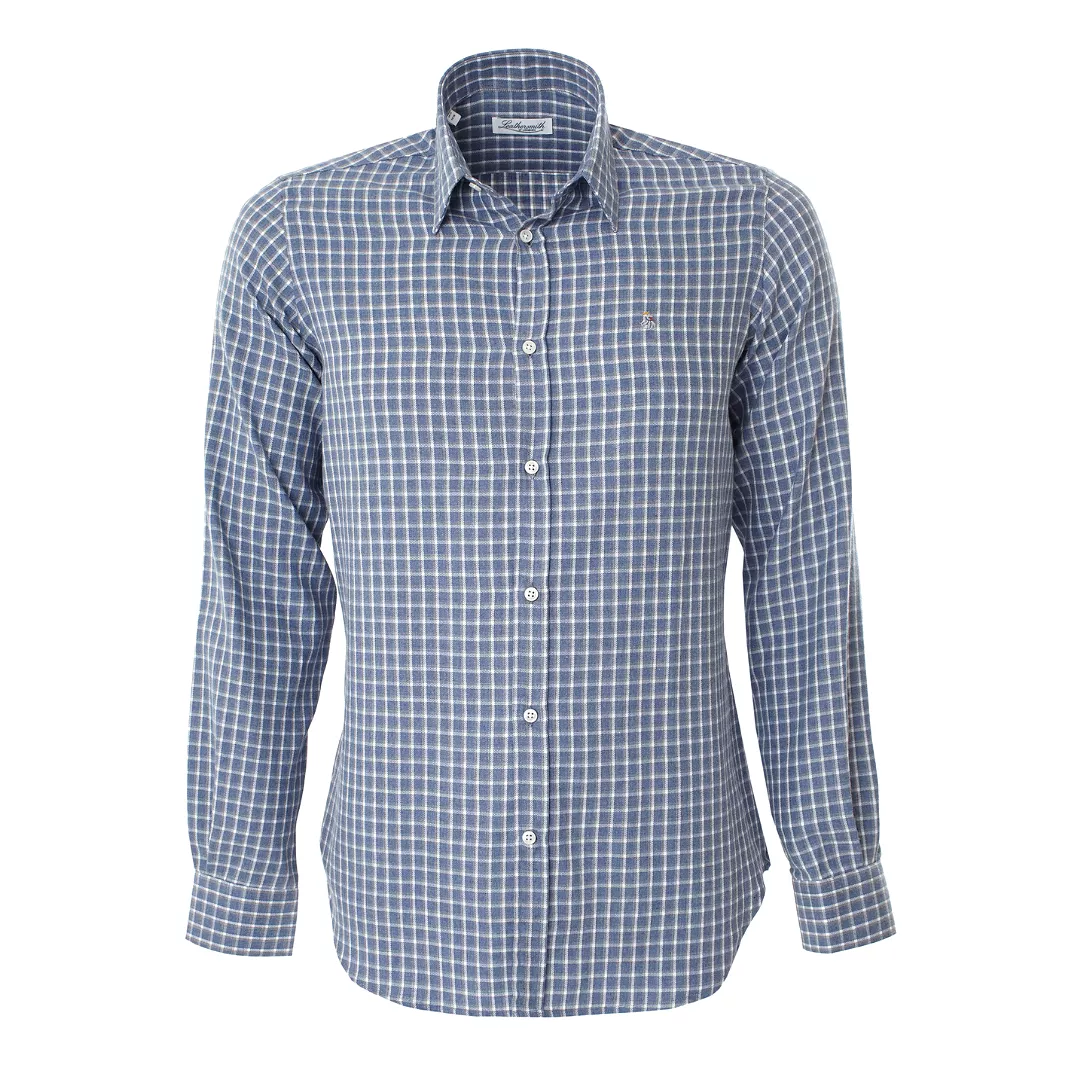 BRUSHED COTTON SHIRT BLUE CHECK