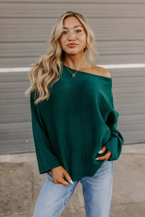 Cafe Social Knit Sweater Top in Hunter Green