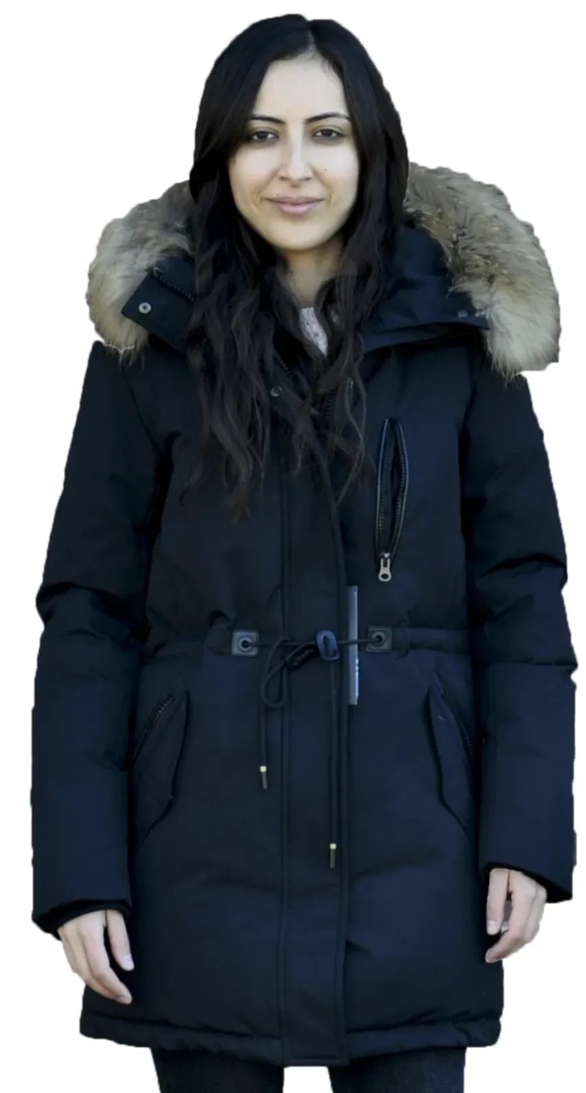 CANAV LUCIEPolyfil avec Vraie FourrureManteau d'hiver -30°CNoir en X Petit et Petit |CANAV LUCIEPolyfil with Genuine Fur-30°C Wi