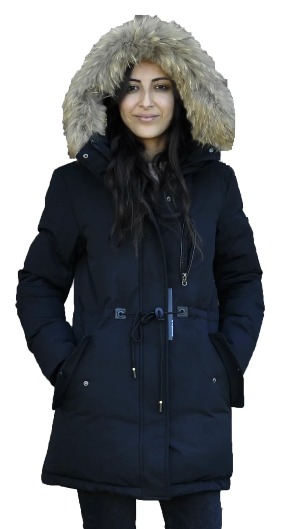 CANAV LUCIEPolyfil avec Vraie FourrureManteau d'hiver -30°CNoir en X Petit et Petit |CANAV LUCIEPolyfil with Genuine Fur-30°C Wi