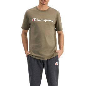 CHAMPION MEN'S SCRIPT SHORT SLEEVE KHAKI TEE