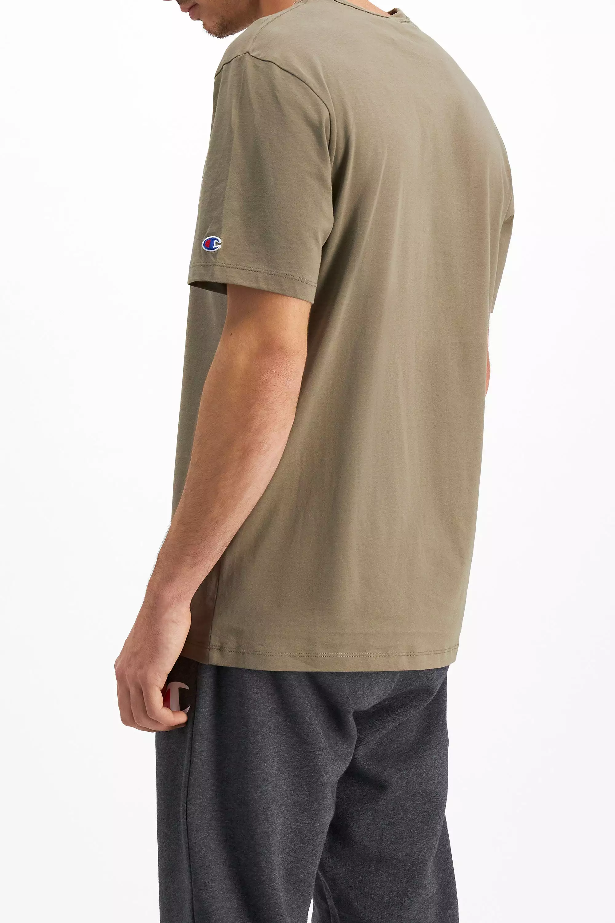 CHAMPION MEN'S SCRIPT SHORT SLEEVE KHAKI TEE