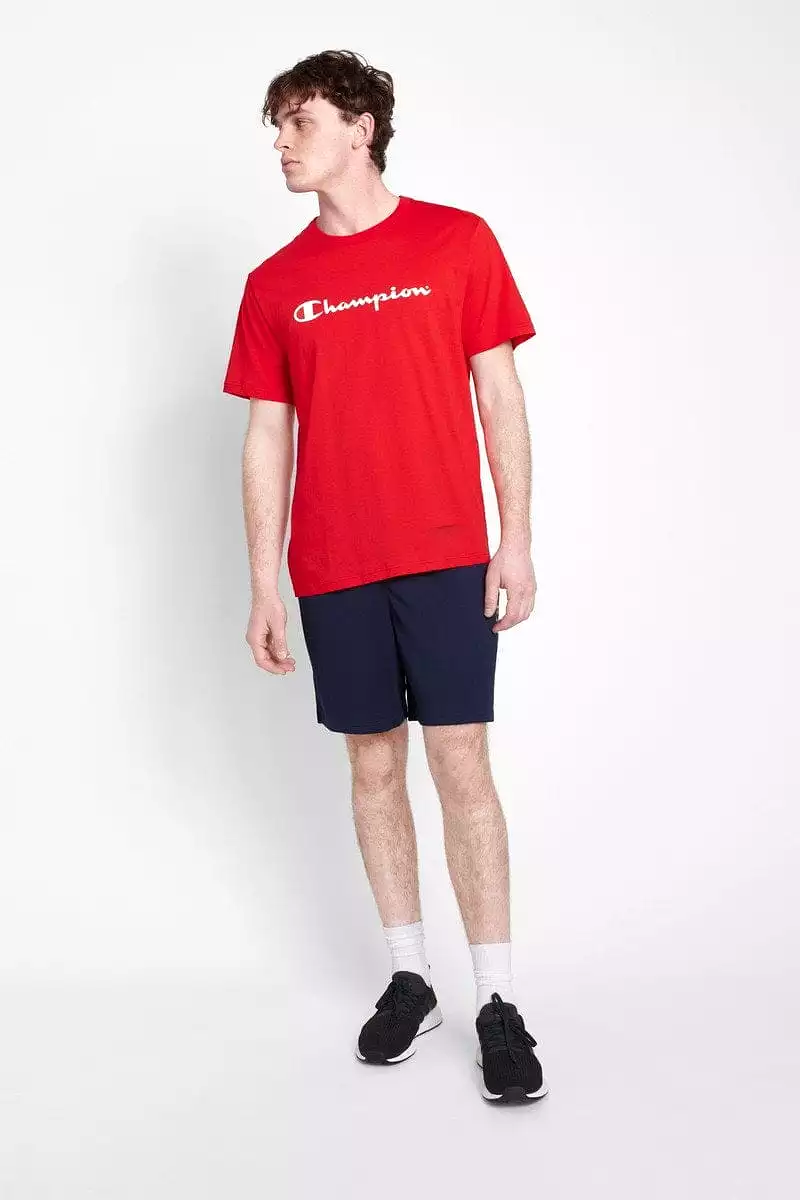 CHAMPION  MEN'S SCRIPT SHORT SLEEVE RED TEE