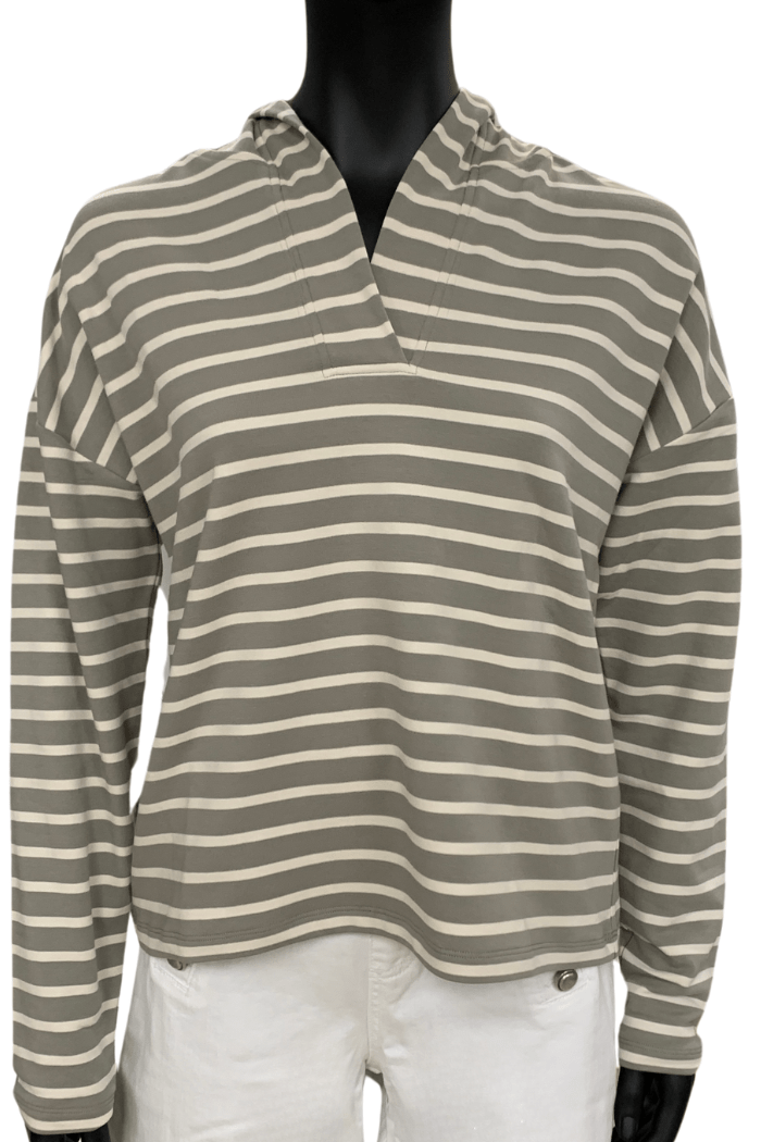 Charlie B V Neck Stripe Shirt - C1351 766B