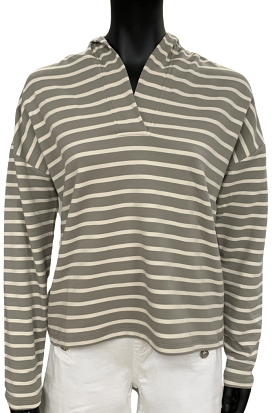 Charlie B V Neck Stripe Shirt - C1351 766B