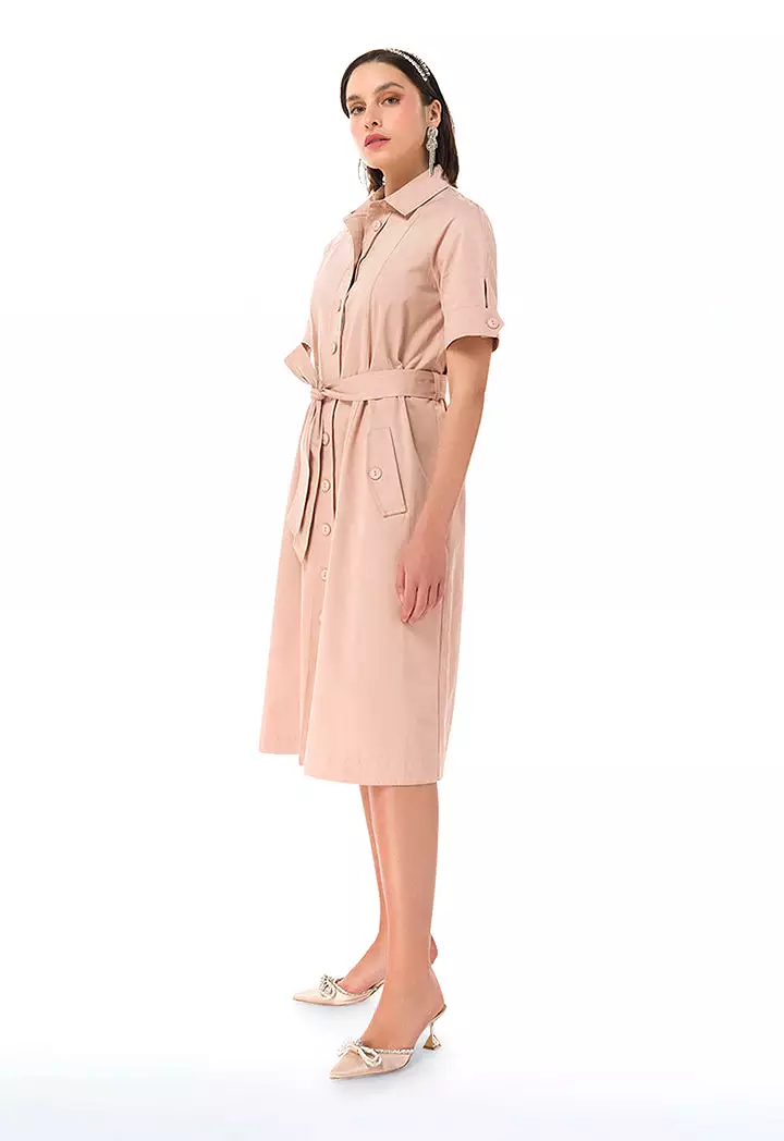 Classic Twill Solid Shirt Dress